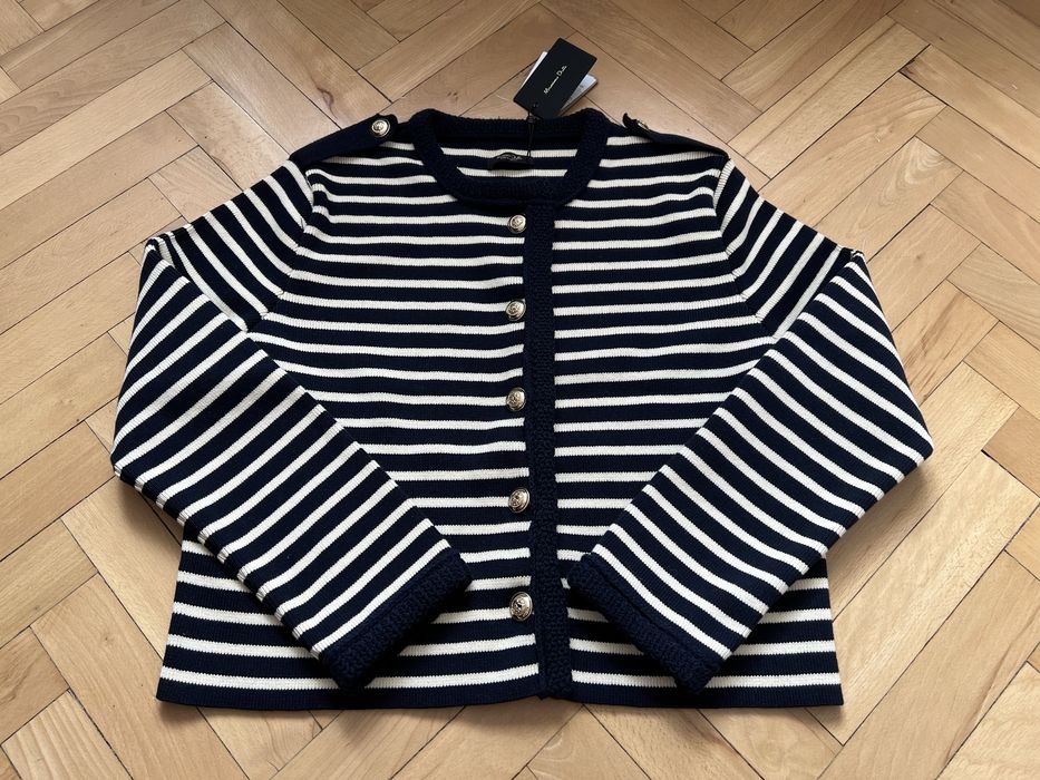 Massimo Dutti kardigan sweter M 38 w paski złote guziki
