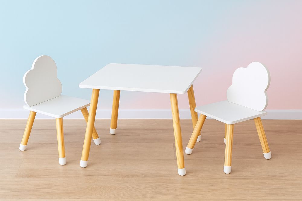 Stolik z krzeselkami chmurka zestaw dla dziecka