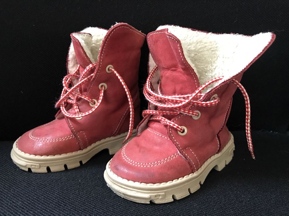 Kozaczki zimowe r. 18/12cm na futerku różowe