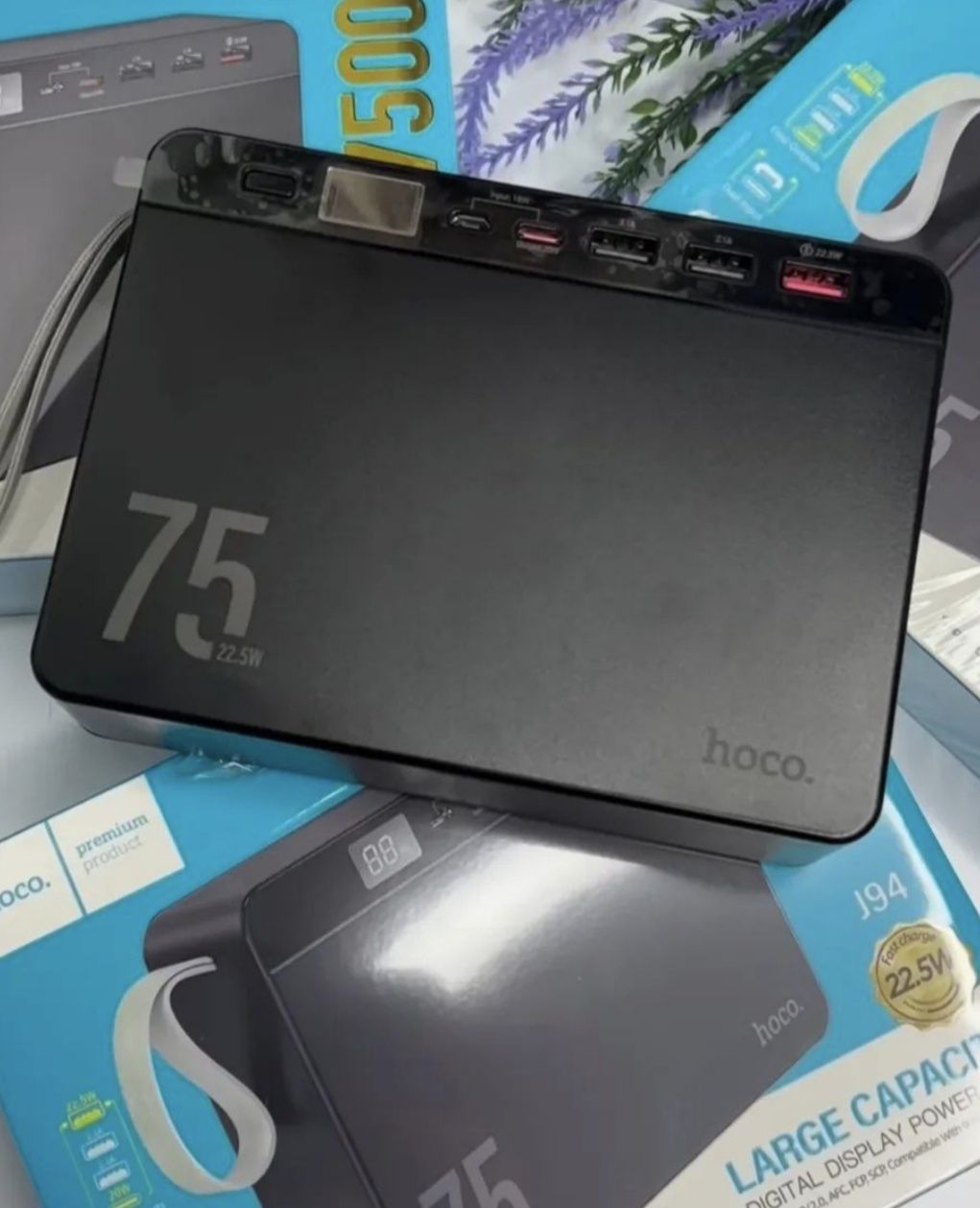 Повербанк hoco 75000mAh.быстрая зарядка.