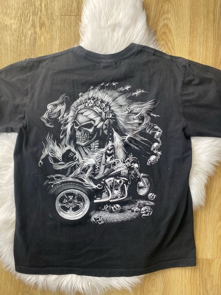 koszulka motocyklowa baggy czarna skull czaszka ghost rider