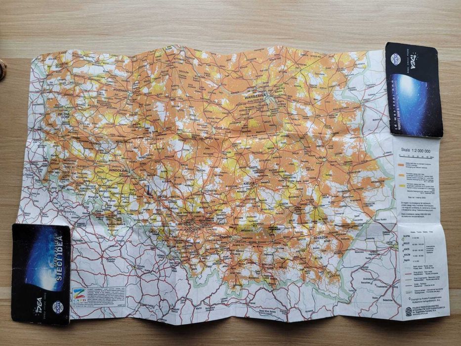 Mapa zasięgu sieci Idea z 2000 r.