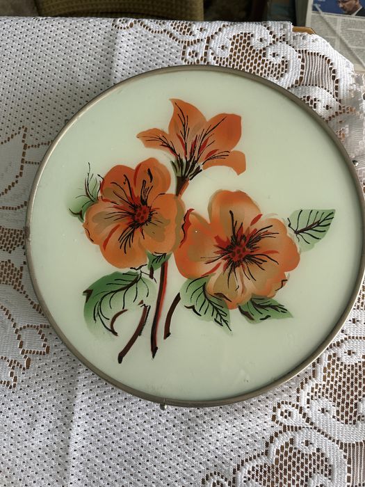 Patera na ciasto recznie malowana - PRL