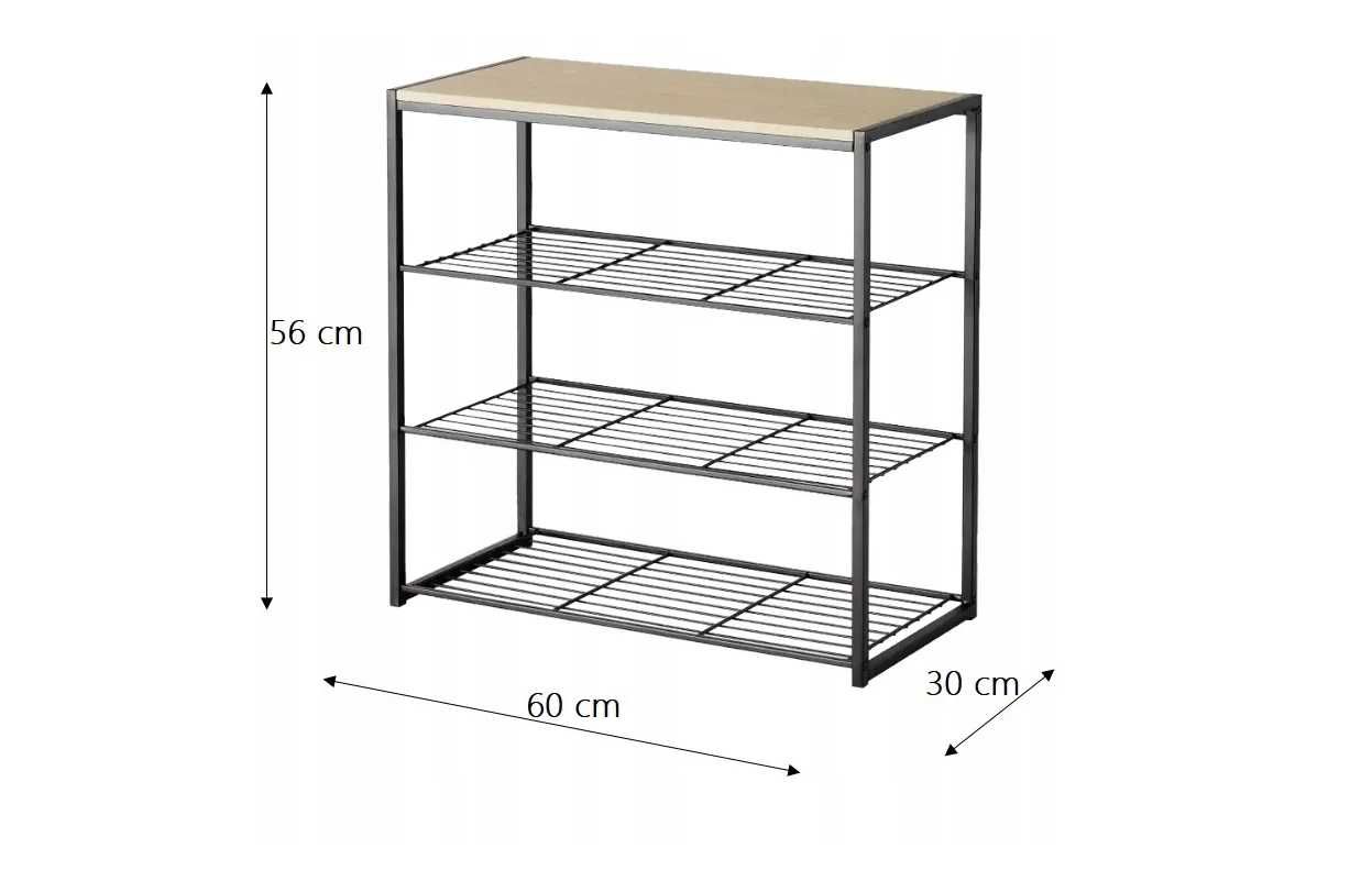Szafka na buty regał metalowa drewno MOCNA 60x56x30 cm