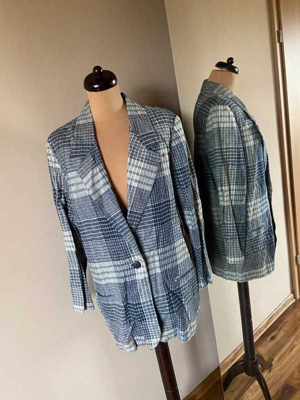 Bentley r xxxl 48 50 len linien zakiet marynarka blazer krata +size