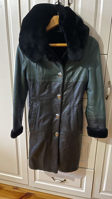 Шкіряна натуральна дубльонка дублянка зимова