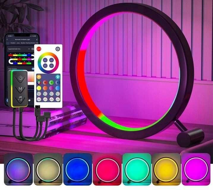 Lampka Nocna Biurkowa Na Biurko RGB LED Efekt Tęczy Gaming Sterowanie