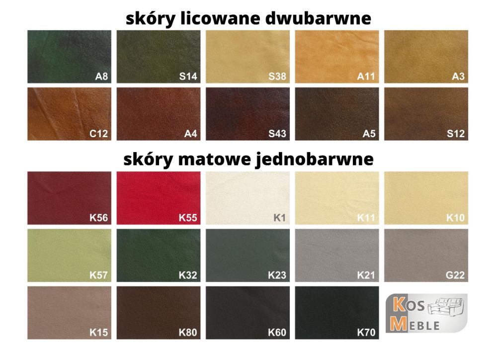 Skórzany zestaw 311 stylowy KOMFORT skóra naturalna dąb PRODUCENT