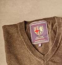 męski sweter premium 8% kaszmir/bawełna pima - brązowy na 175cm (S)