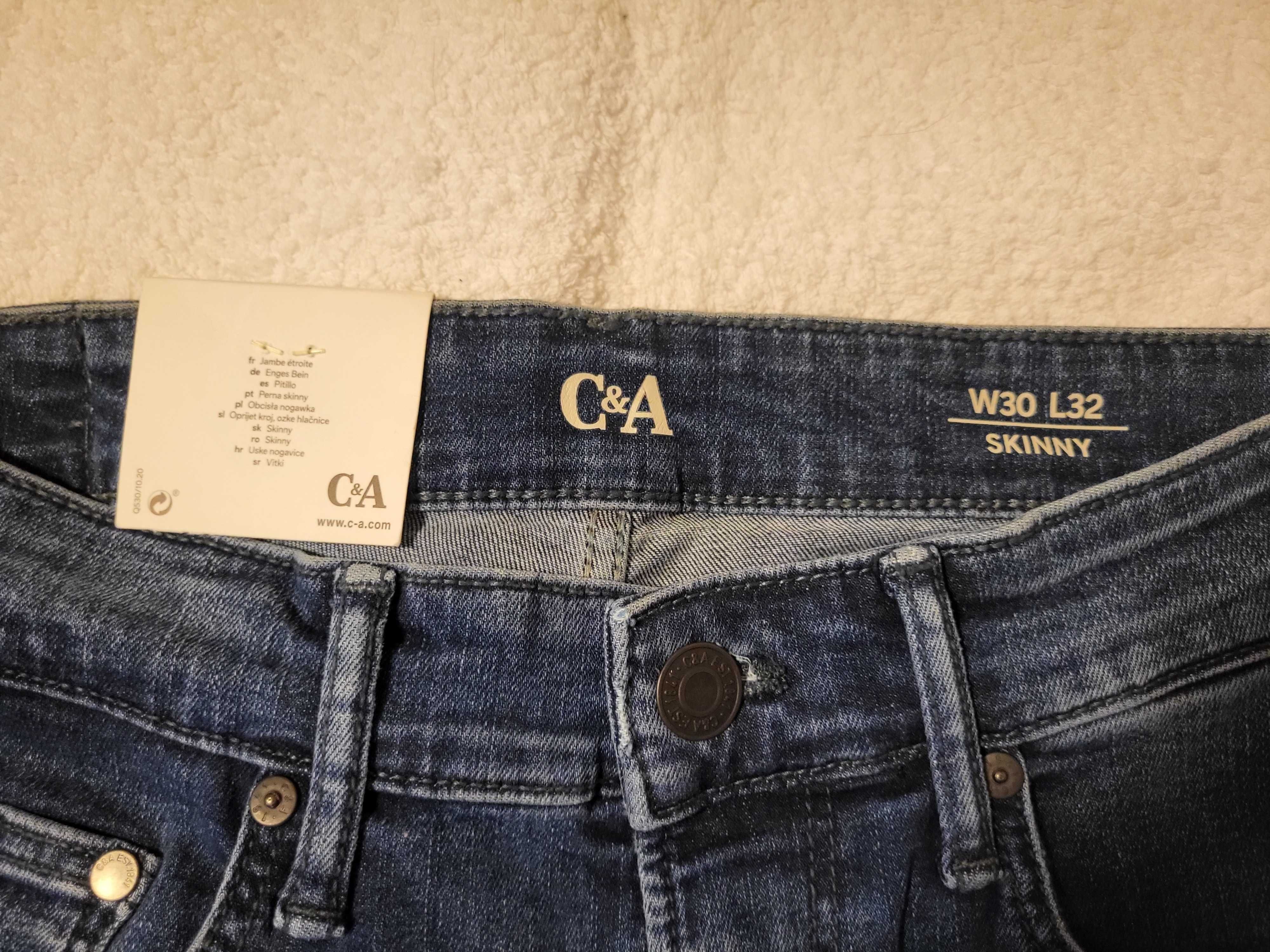 C&A spodnie męskie jeansy skinny stretch rozmiar W30 L32 nowe