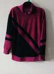 Bluza damska welurowa XL w czarne asymetryczne pasy stan bdb