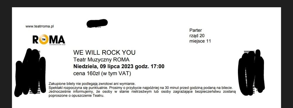 Bilet musical we will rock you teatr muzyczny Roma