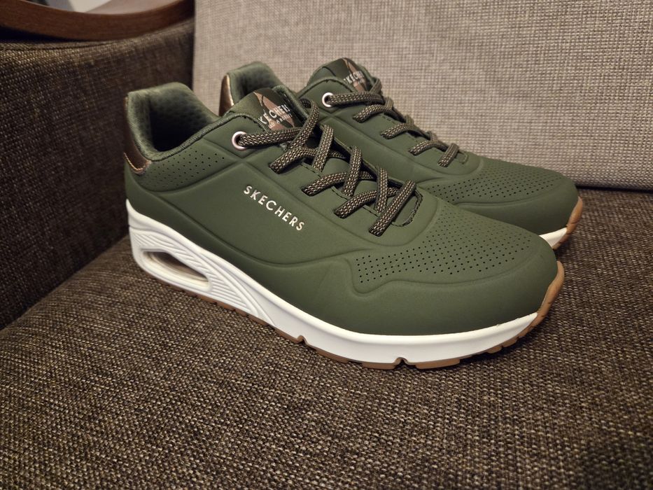 Sneakersy skechers uno shimmer away khaki 38