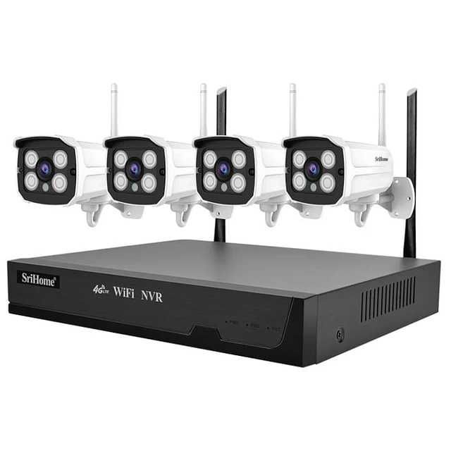 Kit de vigilância por vídeo Sricam  8CH 4G NVR 1080P + 4 câmeras