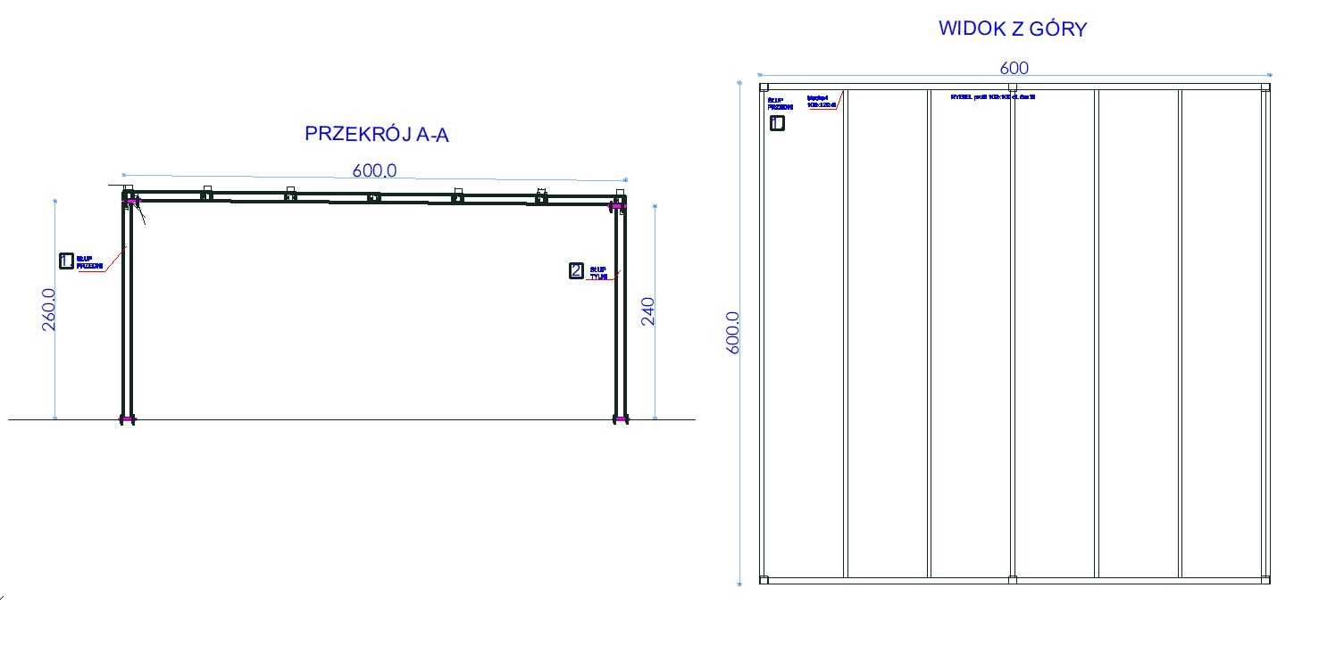 Konstrukcja STALOWA 7m x 16m inne