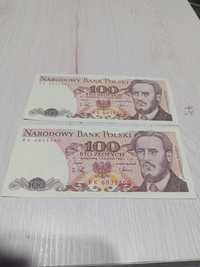 Kolekcjonerskie 2 banknoty 100 złotowe z 1988r.