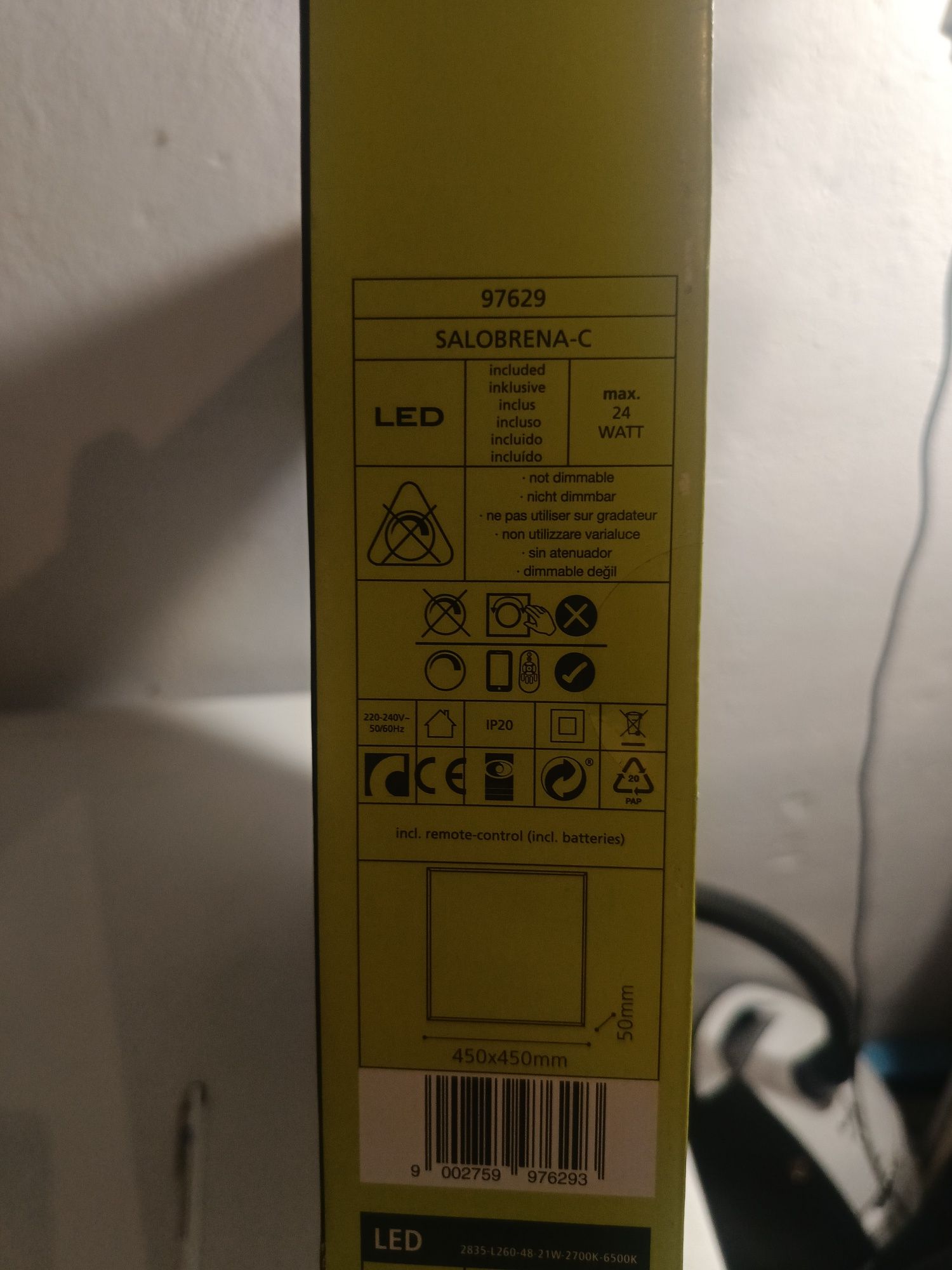 SALOBRENA-C LED RGB Oświetlenie ściciemnialne 45x45cm 97629 EGLO