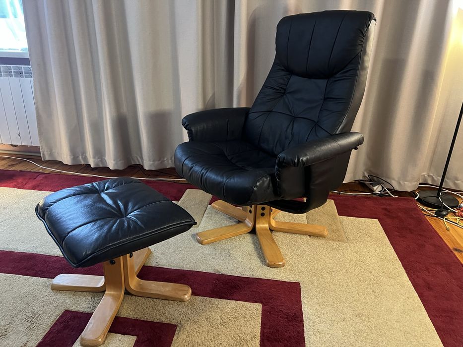 Чорне Крісло Реклайнер з Данії Екошкіра