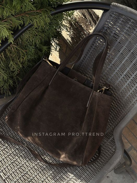 Замшева шоколадна сумка, коричнева замшева сумка