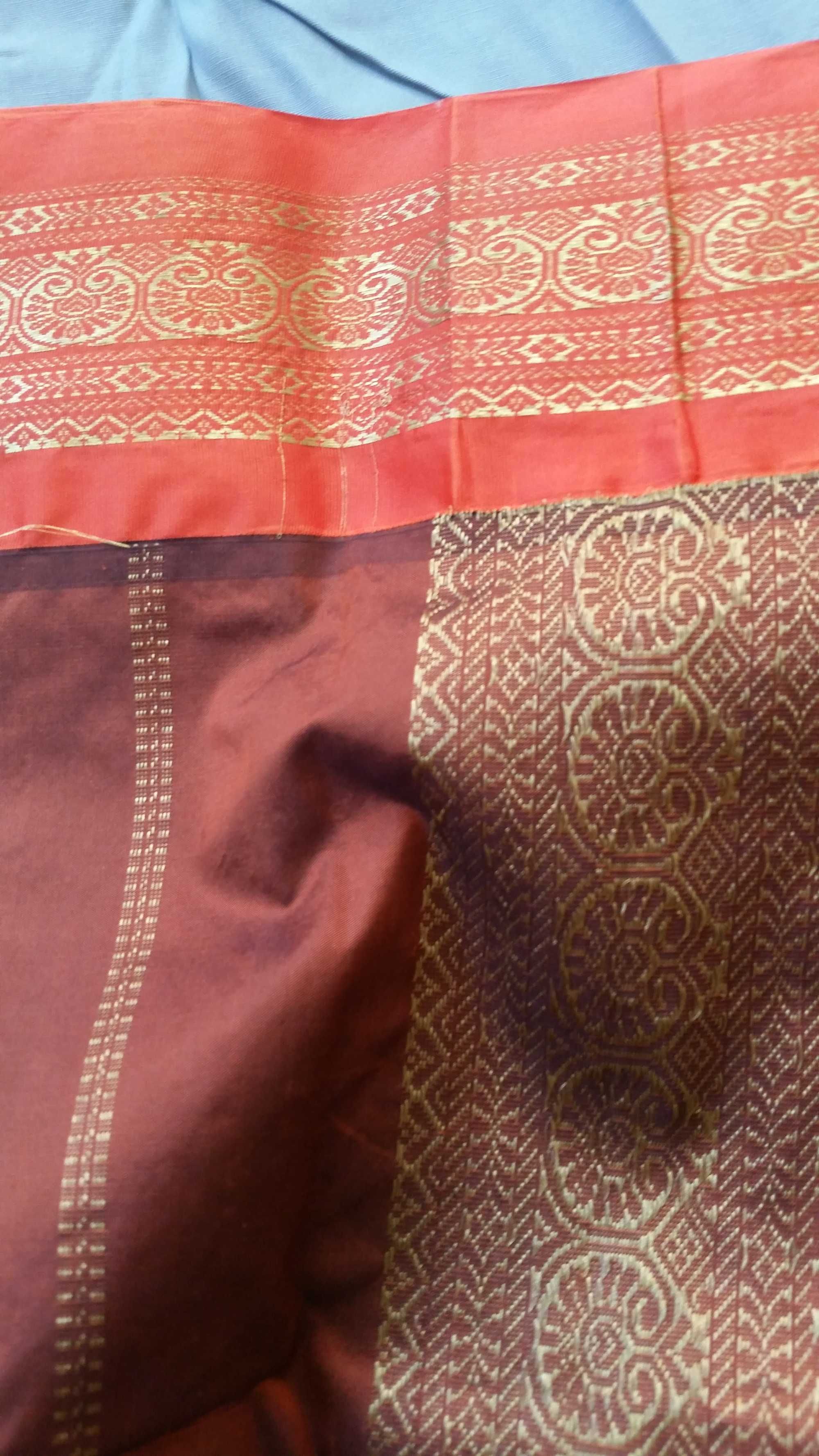 Kupon materiału materiał 100% jedwab INDIE SARI/SAREE + halka i spinka