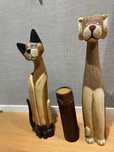 Conjunto Cão, Gato e vela aromática em madeira