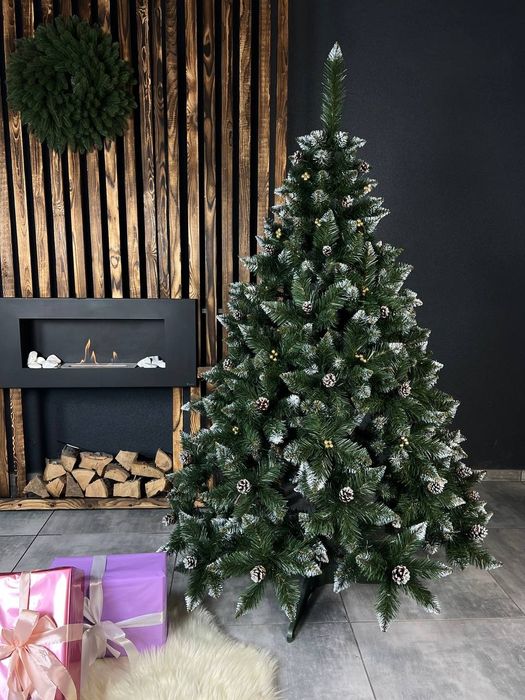 ялинка Елітна з шишками та калиною 1,5м. (золото) в коробці