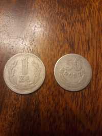 Monety 1 złoty i 50 groszy z 1949 roku