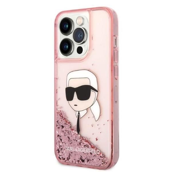 Etui na iPhone 14 Pro Max 6,7" Karl Lagerfeld Różowy z Glitterem