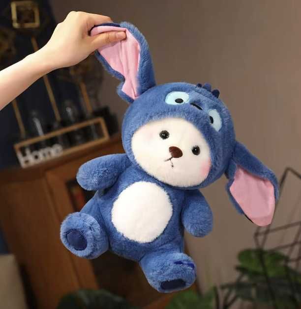 Игрушка-плед 3в1 «Мишка в капюшоне» (синий, 40 см)