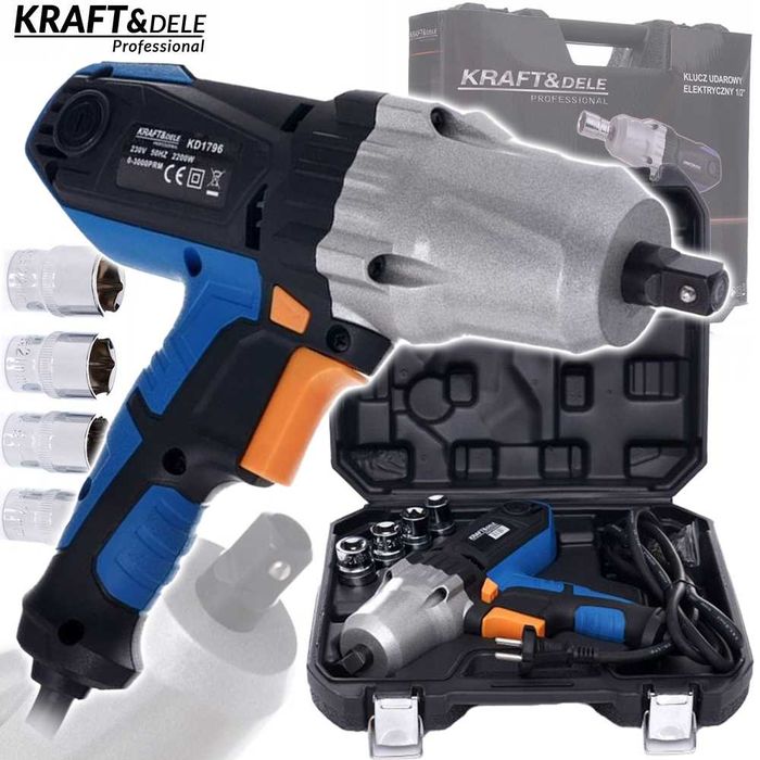 KRAFT&DELE Elektryczny Klucz Udarowy 1/2" 2200W Nasadki 17-22mm KD1796