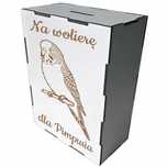 Skarbonka XL z własnym grawerem, dowolna grafika PERSONALIZACJA biała