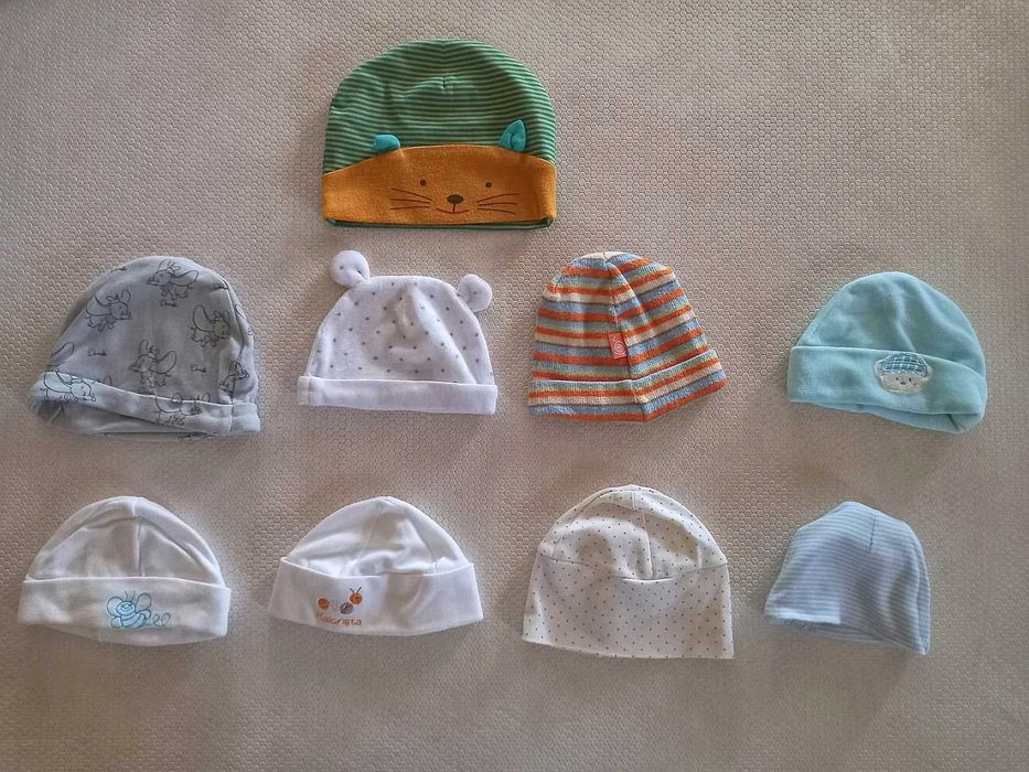 9 gorros e 10 chapéus menino 0-12 meses