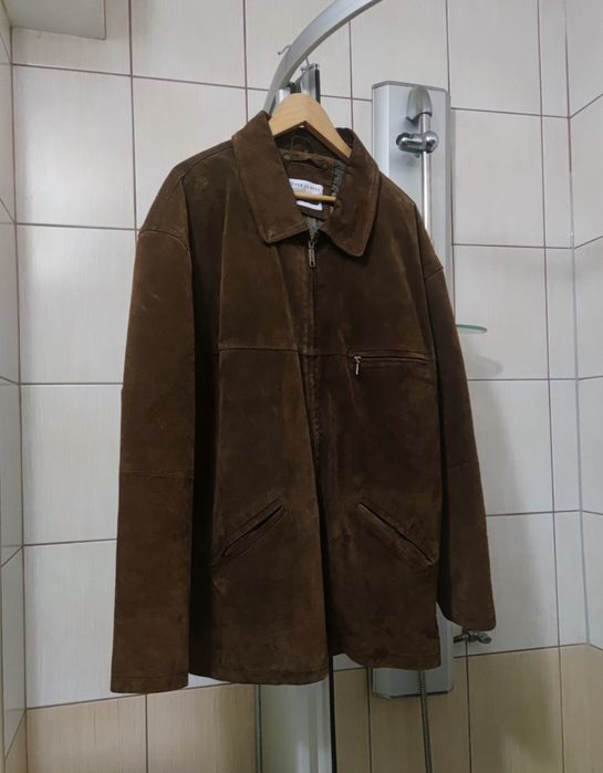 kurtka skórzana XL męska  brązowawy kremowa destroyed skóra elegancka
