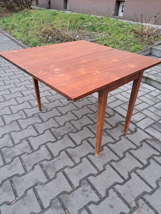 rozkładany stół karciany do renowacji, vintage PRL