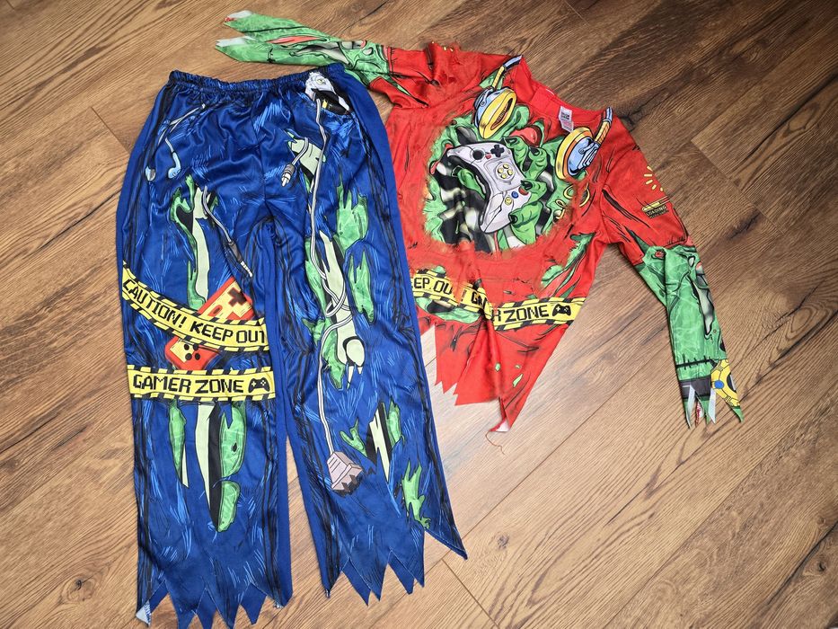 Przebranie strój bal karnawał gamer zombie gracz 116 - 122 6- 7 lat