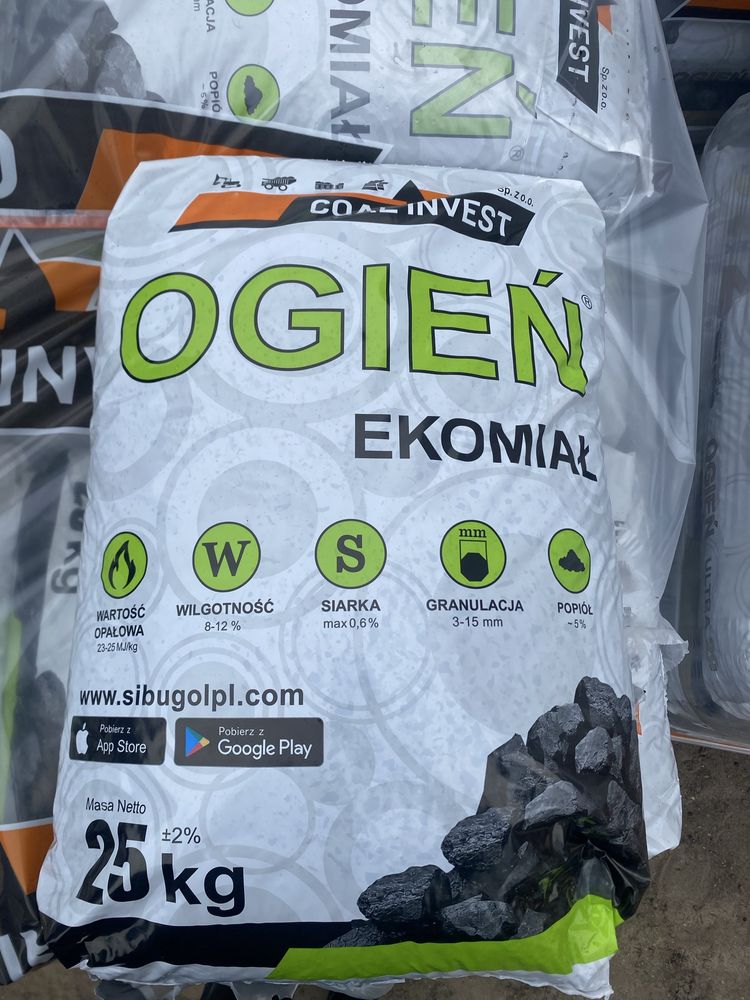Węgiel groszek ekogroszek ekomiał Ogień 25 MJ