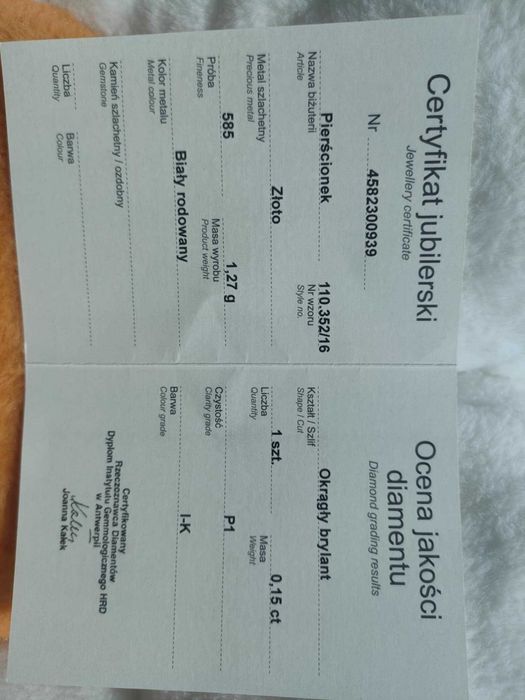 Pierścionek zaręczynowy Apart, Białe Złoto, okrągły brylant.