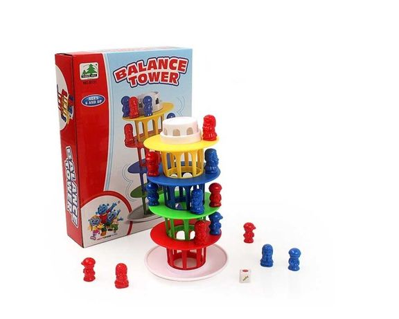 Gra zręcznościowa rodzinna chwiejąca się balansująca krzywa wieża