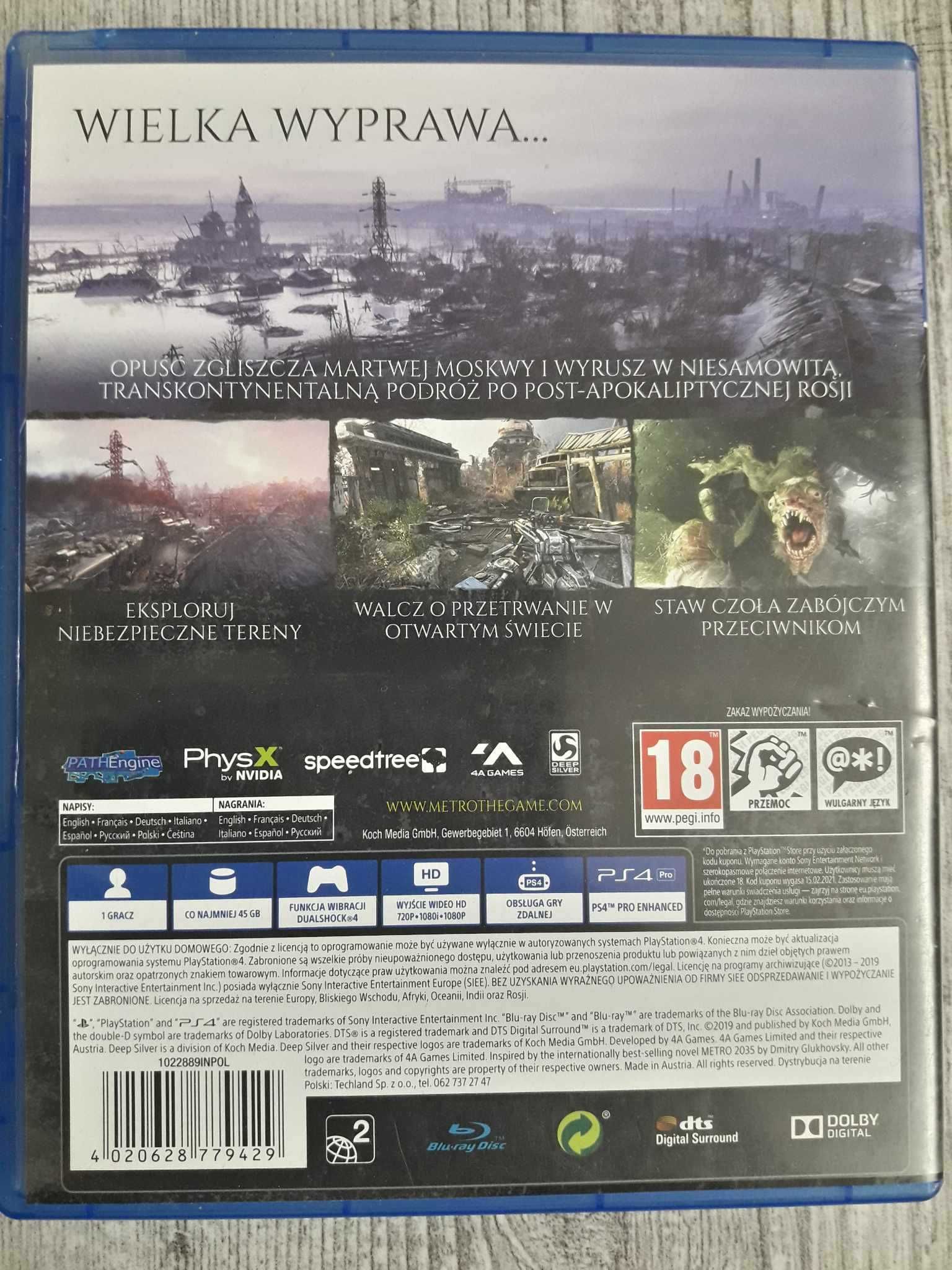 Gra Metro Exodus Polska Wersja PS4/PS5 Playstation