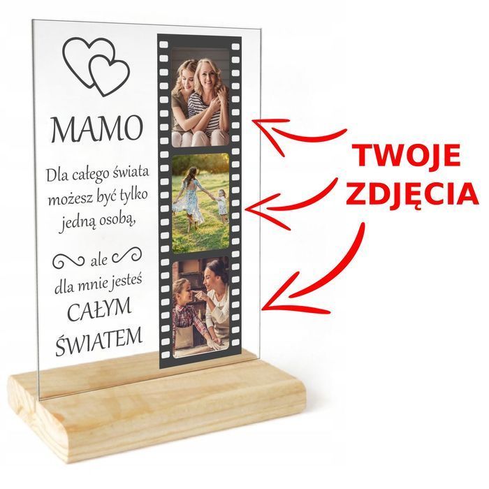 Ramka ze zdjęciem na szkle dzień matki dla mamy personalizowany