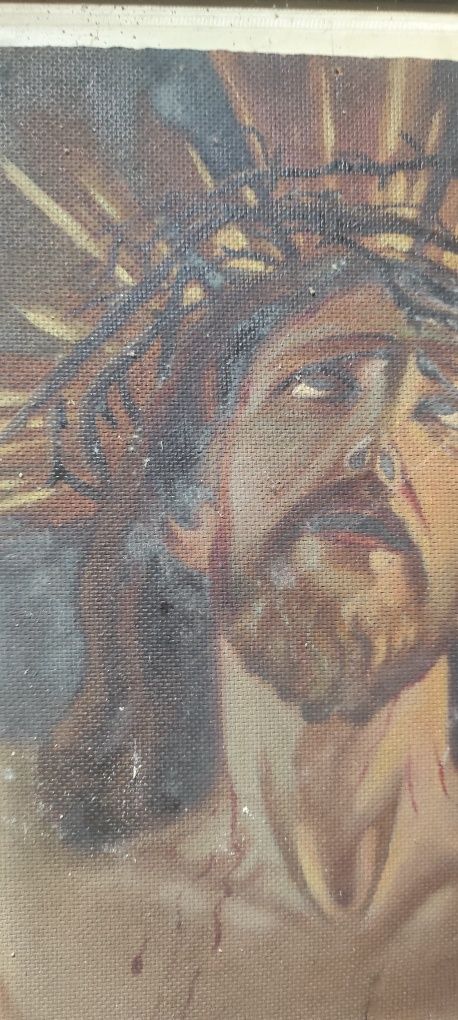 Obraz Jezus XIXw olej na desce