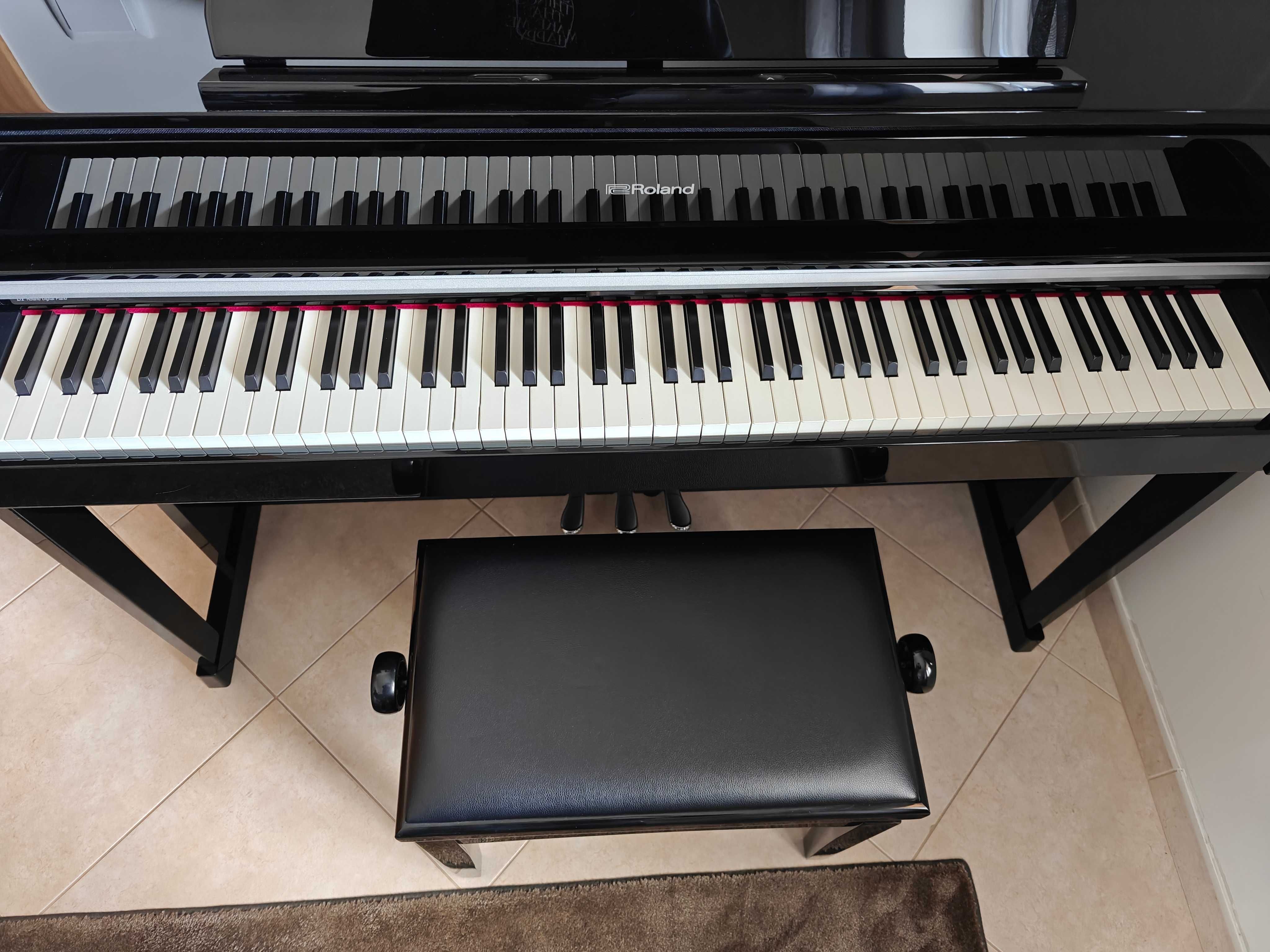 Piano Roland S1 PE Preto Polido + Banco