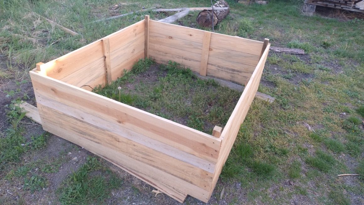 Skrzynia ogrodowa z desek sosnowych 1,5x2m wys-60cm