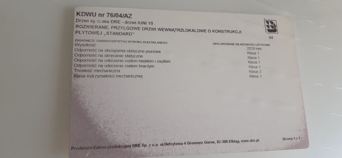 Drzwi wewnętrzne DRE białe 80cm
