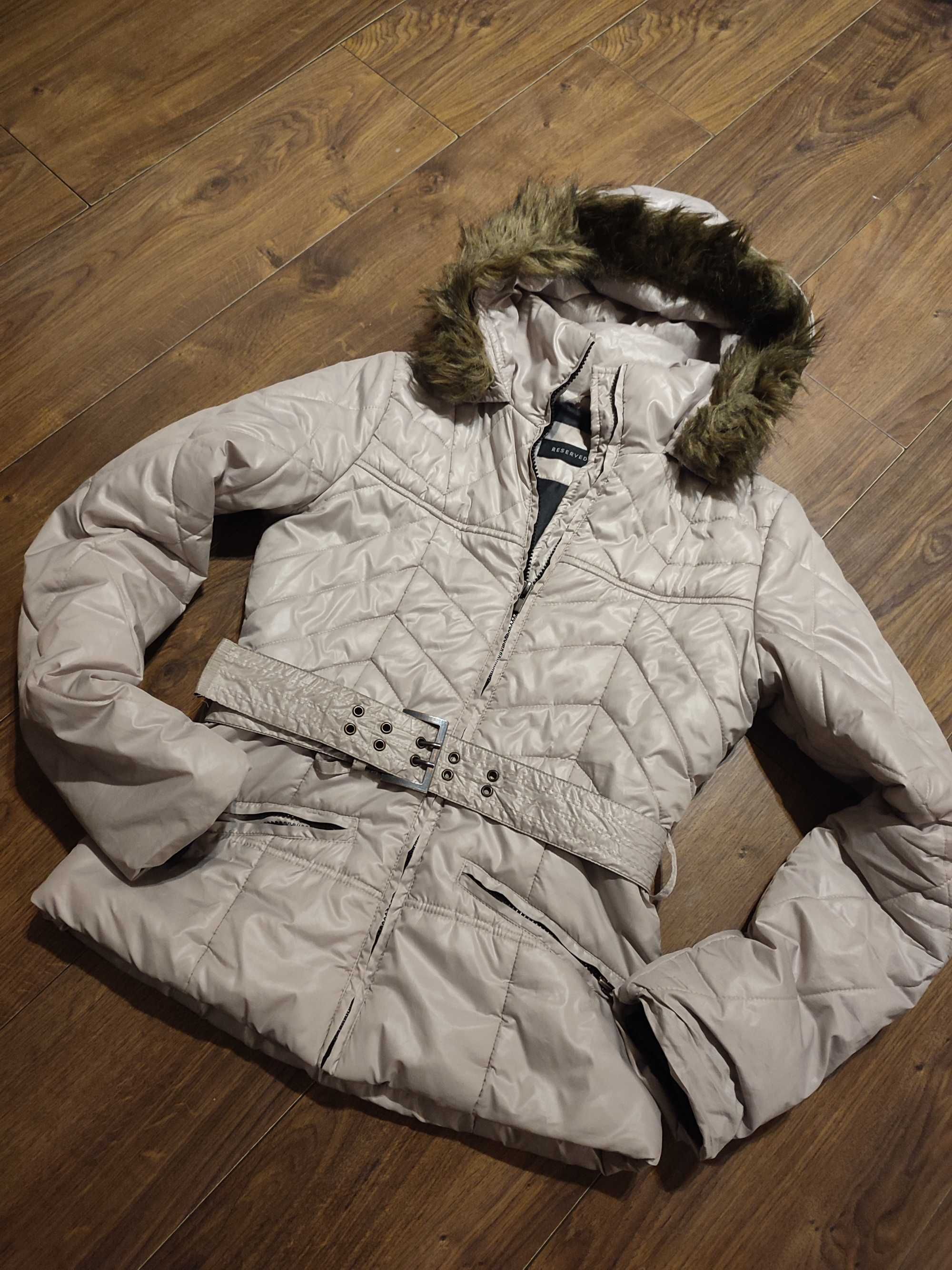 Reserved kurtka zimowa pikowana krótka taliowana parka S 36