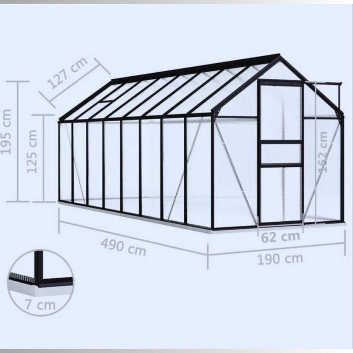 Estufa Alumínio 9,3 m² Antracite e Transparente - Entrega grátis