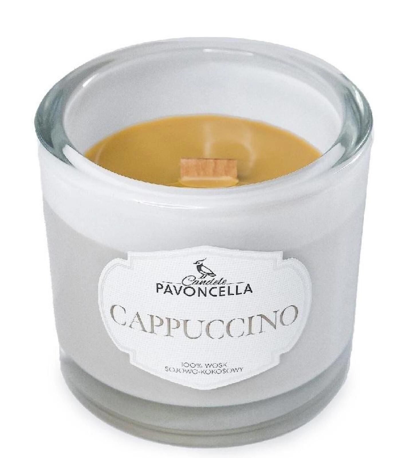 Świeczka sojowa Cappuccino biała 170g Pavoncella oprawa: pudełko