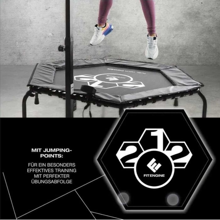 Trampolina fitness FitEngine plus czujnik tętna.
