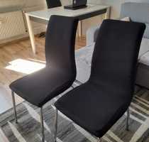Gładkie elastyczne czarne pokrowce na krzesła 6 szt wysokie oparcie