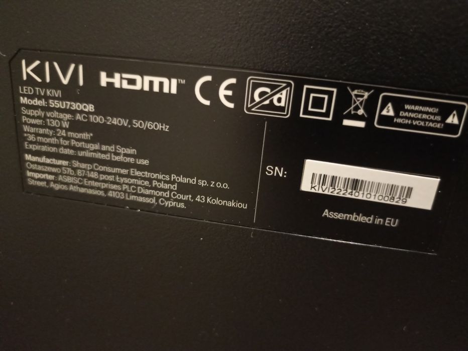 NOWY Telewizor Kivi 55 cali 4K LED Android